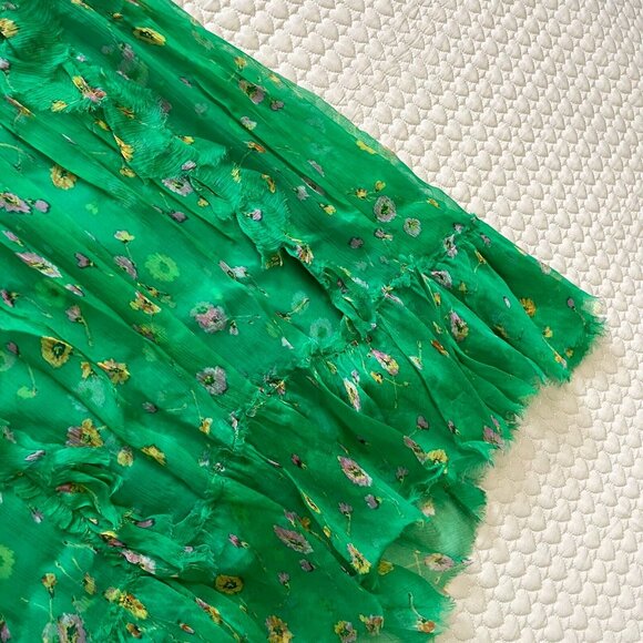 NWOT The Kooples Silk Green Floral Mini Dress Size 2 - Picture 8 of 12